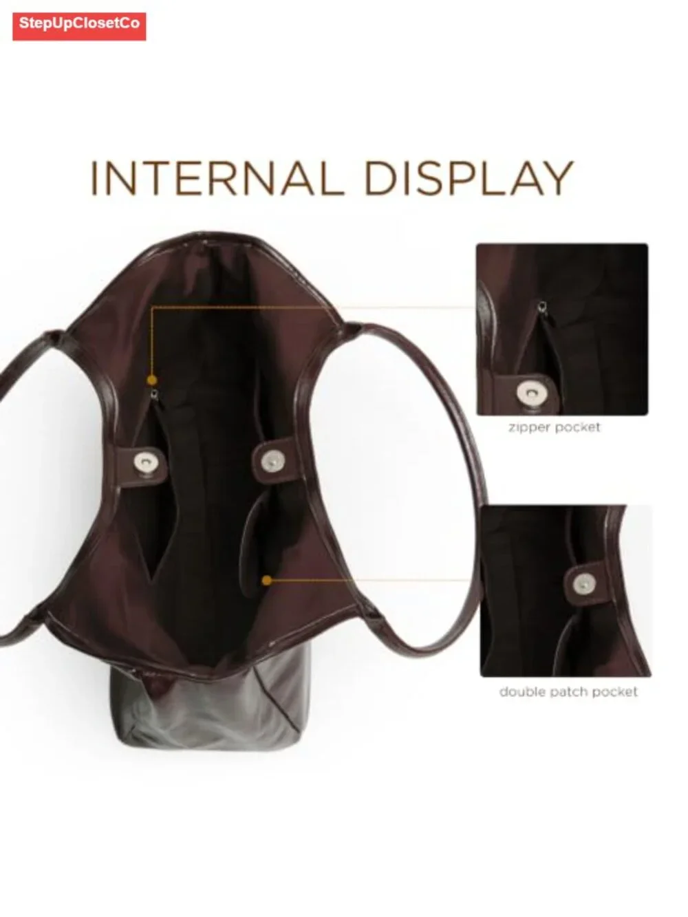 Faux Leather Tote Bag Large Work Shoulder Purse Satchel Magnetic Closure Vegan